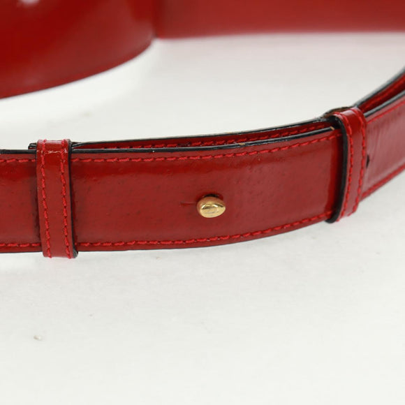 CELINE Circle Shoulder Bag Leather Red Gold Auth SW1866V