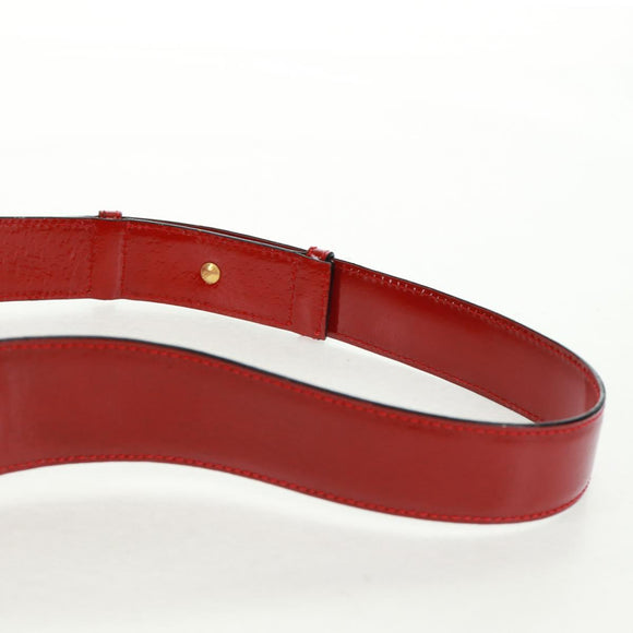 CELINE Circle Shoulder Bag Leather Red Gold Auth SW1866V