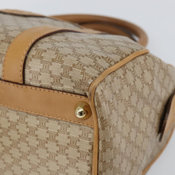 CELINE Macadam Canvas Hand Bag PVC Beige Gold Auth SW1868