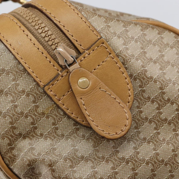 CELINE Macadam Canvas Hand Bag PVC Beige Gold Auth SW1868