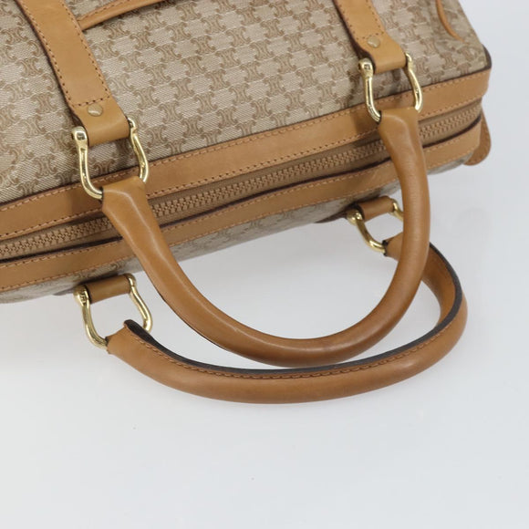 CELINE Macadam Canvas Hand Bag PVC Beige Gold Auth SW1868