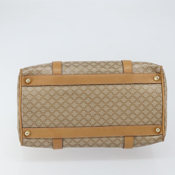 CELINE Macadam Canvas Hand Bag PVC Beige Gold Auth SW1868