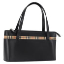 BURBERRY Nova Check Hand Bag Leather Black Silver Auth SW1869-1