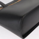 BURBERRY Nova Check Hand Bag Leather Black Silver Auth SW1869-10
