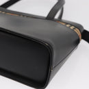 BURBERRY Nova Check Hand Bag Leather Black Silver Auth SW1869-11