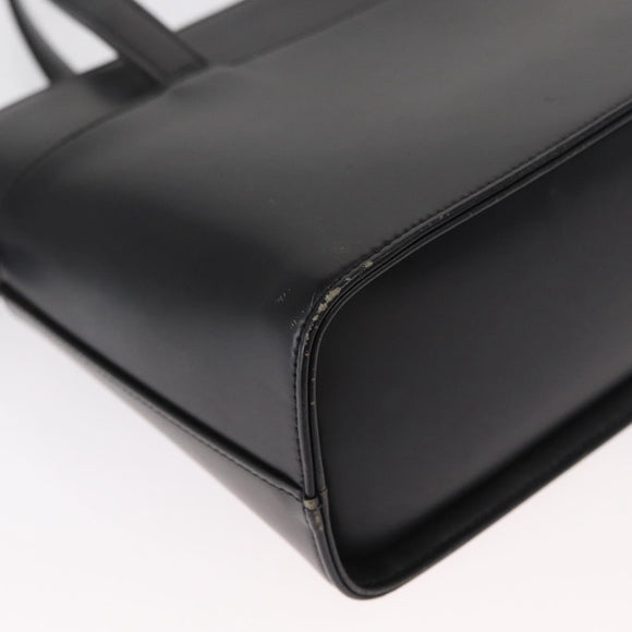 BURBERRY Nova Check Hand Bag Leather Black Silver Auth SW1869