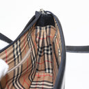 BURBERRY Nova Check Hand Bag Leather Black Silver Auth SW1869-16