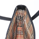 BURBERRY Nova Check Hand Bag Leather Black Silver Auth SW1869-17