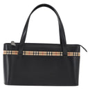 BURBERRY Nova Check Hand Bag Leather Black Silver Auth SW1869-2