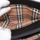 BURBERRY Nova Check Hand Bag Leather Black Silver Auth SW1869-21