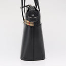 BURBERRY Nova Check Hand Bag Leather Black Silver Auth SW1869-4