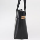 BURBERRY Nova Check Hand Bag Leather Black Silver Auth SW1869-5