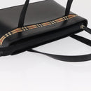 BURBERRY Nova Check Hand Bag Leather Black Silver Auth SW1869-6