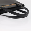 BURBERRY Nova Check Hand Bag Leather Black Silver Auth SW1869-7