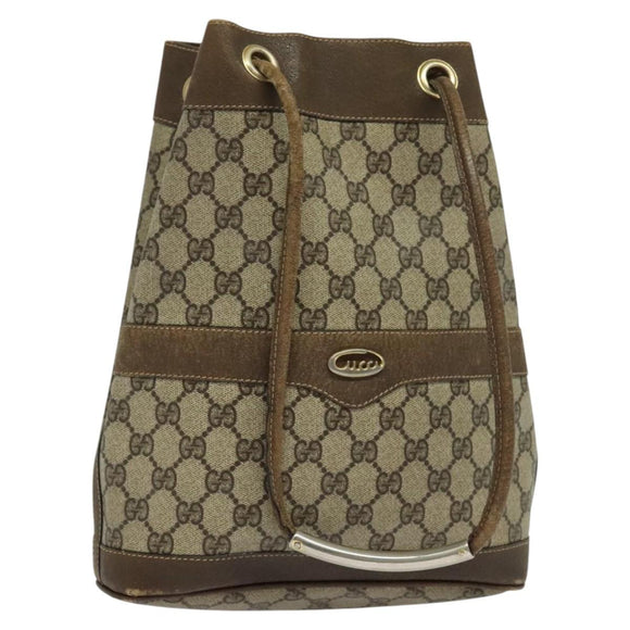 GUCCI GG Supreme Shoulder Bag PVC Beige Auth sw187