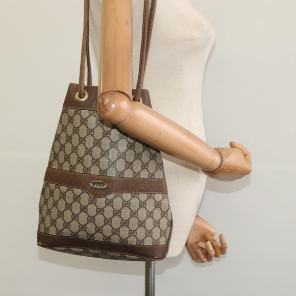 GUCCI GG Supreme Schoudertas PVC Beige Auth sw187