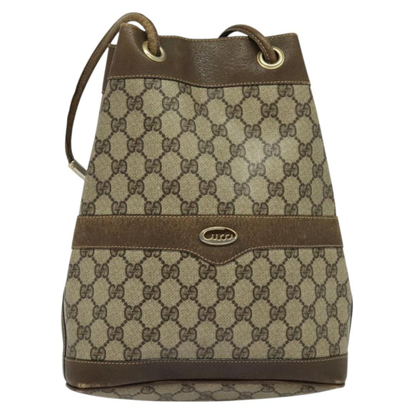 GUCCI GG Supreme Shoulder Bag PVC Beige Auth sw187