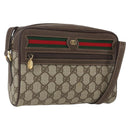 GUCCI GG Supreme Web Sherry Line Bag PVC Beige Gold 001 56 6655 Auth SW1871-1