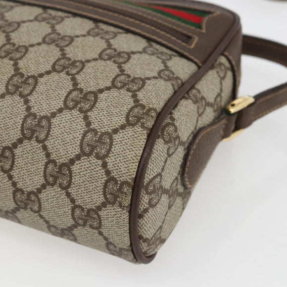 GUCCI GG Supreme Web Sherry Line Bag PVC Beige Gold 001 56 6655 Auth SW1871
