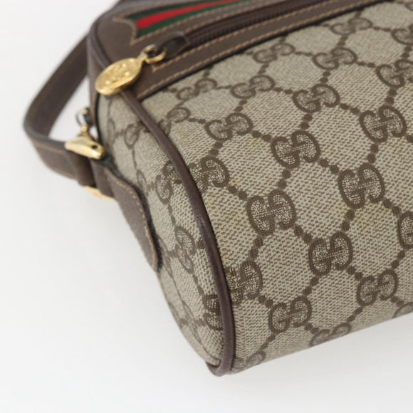 GUCCI GG Supreme Web Sherry Line Bag PVC Beige Gold 001 56 6655 Auth SW1871