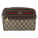 GUCCI GG Supreme Web Sherry Line Bag PVC Beige Gold 001 56 6655 Auth SW1871-2