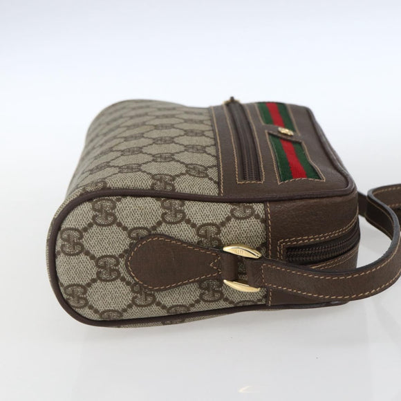 GUCCI GG Supreme Web Sherry Line Bag PVC Beige Gold 001 56 6655 Auth SW1871