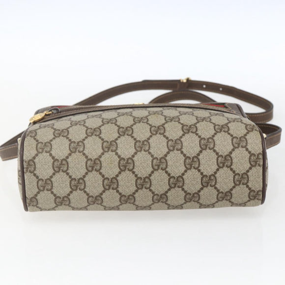 GUCCI GG Supreme Web Sherry Line Bag PVC Beige Gold 001 56 6655 Auth SW1871
