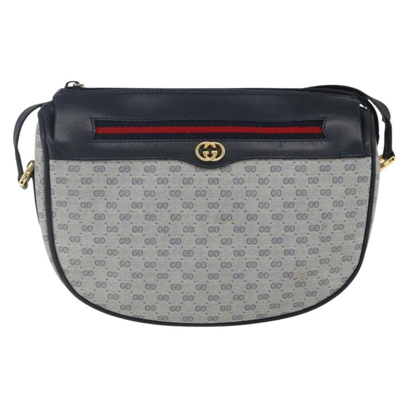 GUCCI Micro GG Supreme Sherry Line Bag PVC Navy Gold 001 58 0918 Auth SW1872