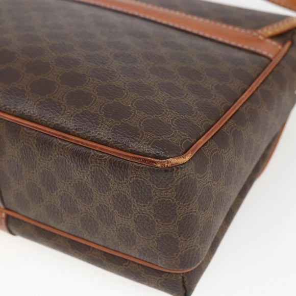 CELINE Macadam Canvas Shoulder Bag PVC Leather Brown Gold Auth SW1874