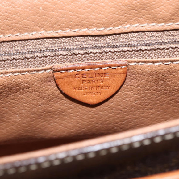 CELINE Macadam Canvas Shoulder Bag PVC Leather Brown Gold Auth SW1874