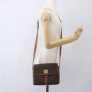 CELINE Macadam Canvas Shoulder Bag PVC Leather Brown Gold Auth SW1874-26