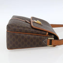 CELINE Macadam Canvas Shoulder Bag PVC Leather Brown Gold Auth SW1874-5
