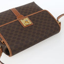 CELINE Macadam Canvas Shoulder Bag PVC Leather Brown Gold Auth SW1874-6