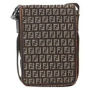 FENDI Zucchino Canvas Shoulder Bag Brown Auth SW1875-13