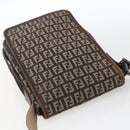 FENDI Zucchino Canvas Shoulder Bag Brown Auth SW1875-6