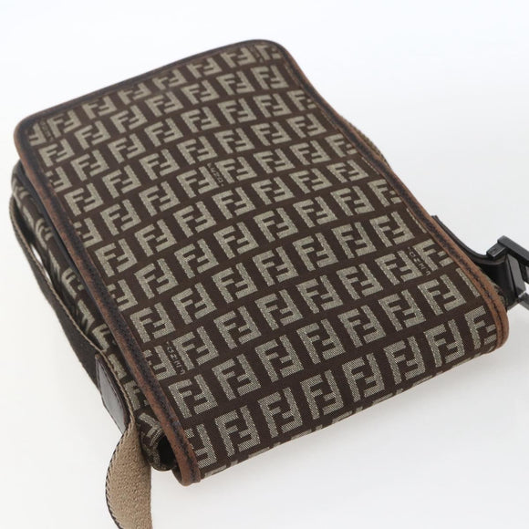 FENDI Zucchino Canvas Shoulder Bag Brown Auth SW1875