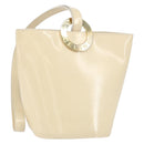 CELINE Shoulder Bag Leather Beige Gold Auth SW1877-1