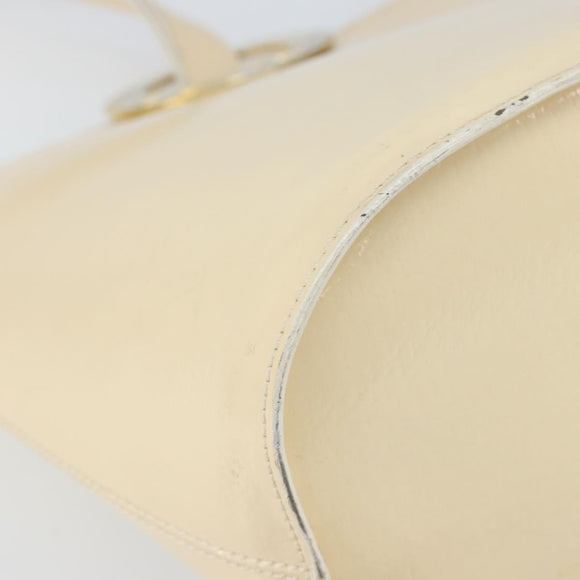 CELINE Shoulder Bag Leather Beige Gold Auth SW1877