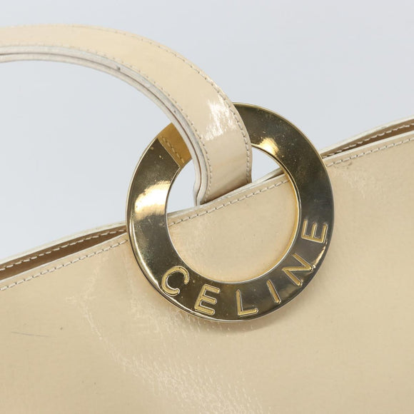 CELINE Shoulder Bag Leather Beige Gold Auth SW1877