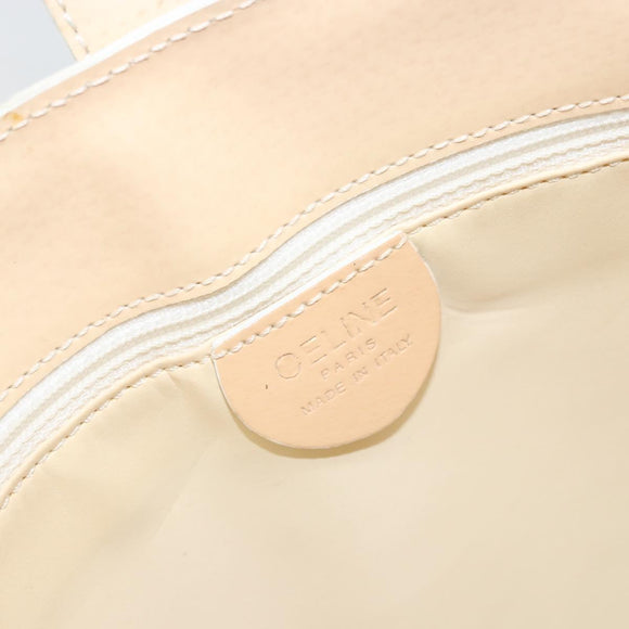 CELINE Shoulder Bag Leather Beige Gold Auth SW1877