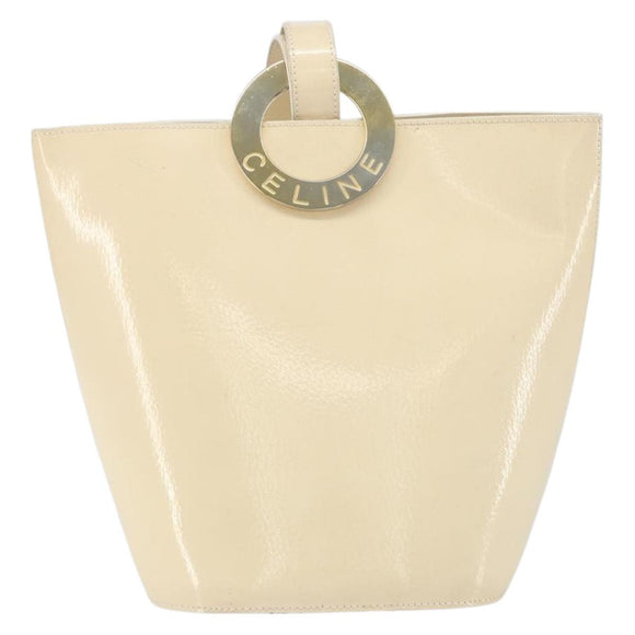 CELINE Shoulder Bag Leather Beige Gold Auth SW1877