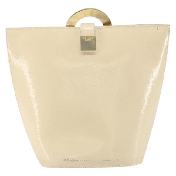 CELINE Shoulder Bag Leather Beige Gold Auth SW1877