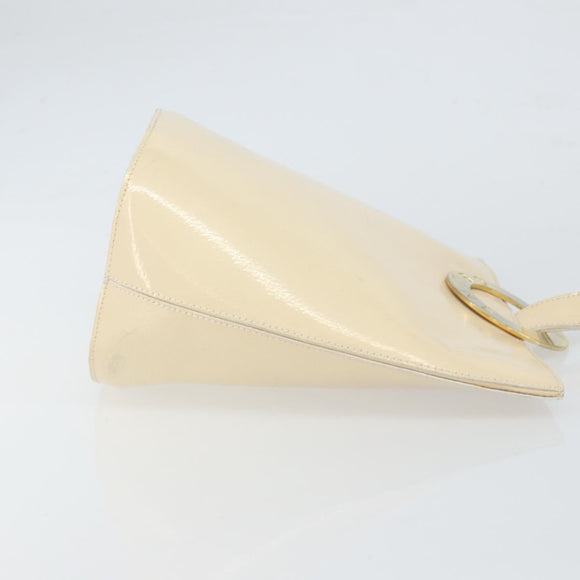 CELINE Shoulder Bag Leather Beige Gold Auth SW1877