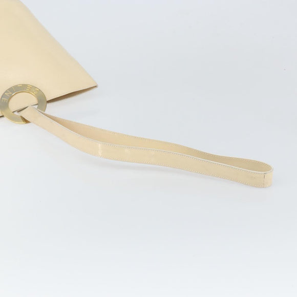 CELINE Shoulder Bag Leather Beige Gold Auth SW1877
