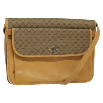 GUCCI Micro GG Supreme Shoulder Bag PVC Leather Brown Gold Auth sw188
