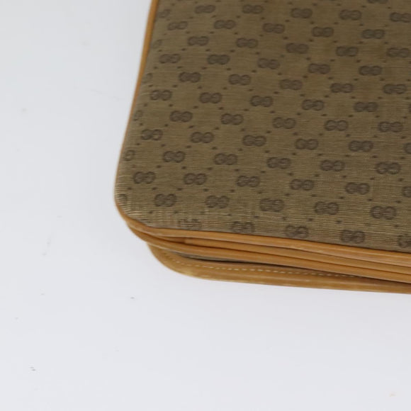 GUCCI Micro GG Supreme Shoulder Bag PVC Leather Brown Gold Auth sw188