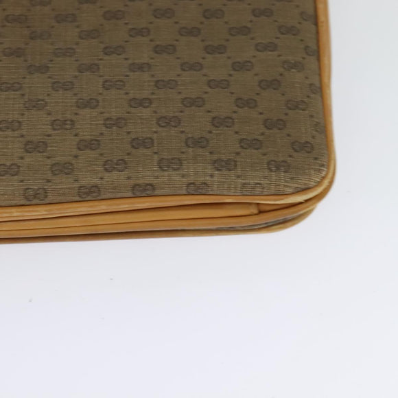 GUCCI Micro GG Supreme Shoulder Bag PVC Leather Brown Gold Auth sw188