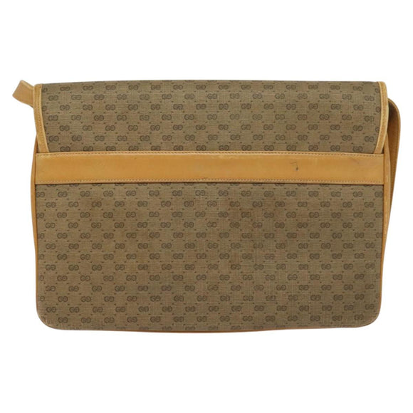 GUCCI Micro GG Supreme Shoulder Bag PVC Leather Brown Gold Auth sw188