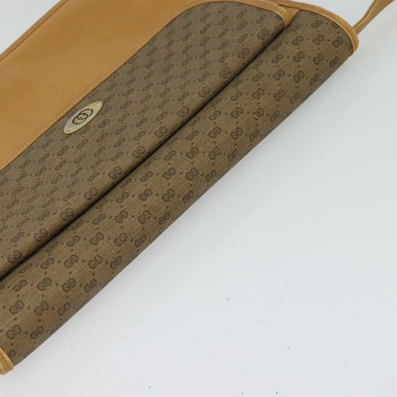 GUCCI Micro GG Supreme Shoulder Bag PVC Leather Brown Gold Auth sw188