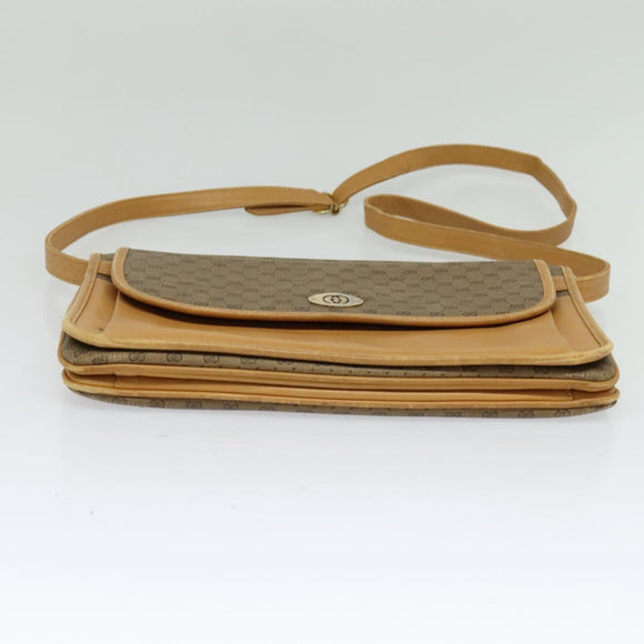 GUCCI Micro GG Supreme Shoulder Bag PVC Leather Brown Gold Auth sw188